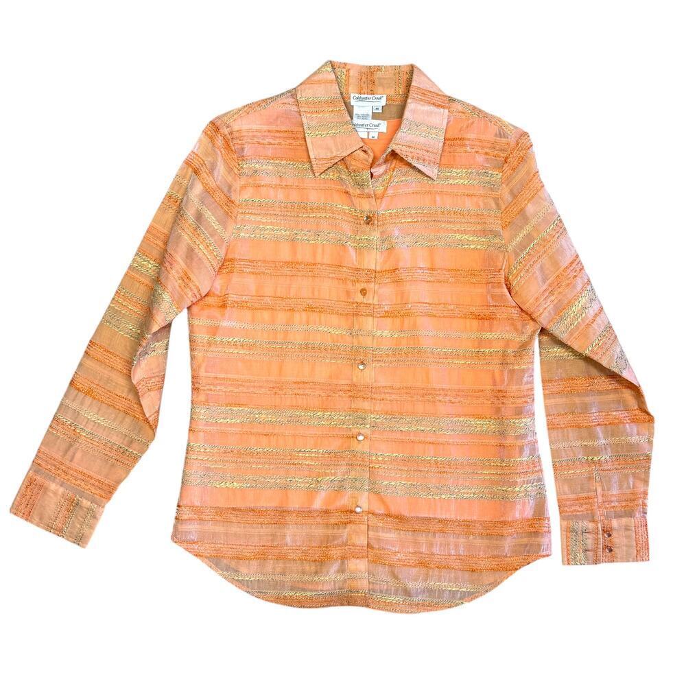 Vintage Coldwater Creek Embroidered Orange 2 Piece Tank and Blouse Set Medium